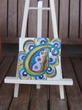 Paisley Original Mini Painting 4"X4" Mauve Blue Brown Paisley Painting By Devikasart 2 small