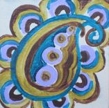 Paisley Original Mini Painting 4"X4" Mauve Blue Brown Paisley Painting By Devikasart 4 small