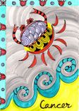Cancer Zodiac Sign Print Ink And Acrylic Painting 5"X7" Element Water 2 small