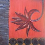 Flower Fine Art Print- Set Of 2- 8"X8" Grey Red Orange Black By Devikasart 2 small