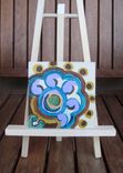 Abstract Flower Painting Original 4"X4" Purple Blue Brown By Devikasart 2 small