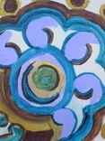 Abstract Flower Painting Original 4"X4" Purple Blue Brown By Devikasart 4 small
