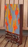 Ikat Original Abstract Painting - 6"X12" Red Gray Ochre Ikat Fabric Painting By Devikasart 3 small
