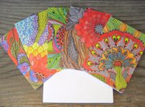 Notecards Bright Colors-Set Of 5 Cards With Artwork Envelopes Included Blank Inside 3 small