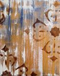 Abstract Painting Original 10"X16"- Two Panels Gold Purple Brown 3 small