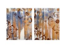 Abstract Painting Original 10"X16"- Two Panels Gold Purple Brown 5 small