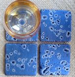 Coasters Handmade Handpainted-Set Of 4 Metallic Blue Purple Silver 3 small