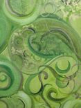 25% Off Sale-Abstract Paisley Painting Original- 36"X36" Greens Bronze Gold Brocade Painting 4 small