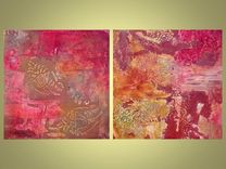 Modern Abstract Painting Textured - 8"X16" Rust Brown Ochre By Devikasart 5 small