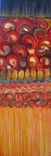 Paisley Painting- Original Abstract 12"X36" Textured Painting Red Ochre Black 4 small