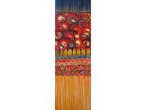 Paisley Painting- Original Abstract 12"X36" Textured Painting Red Ochre Black 5 small