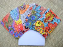 Notecards Blank Inside Bright Colors-Set Of 5 Cards With Artwork Envelopes Included 1 small
