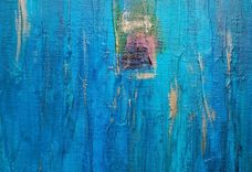 Peacock Original Abstract Painting Large 18"X36" Blue Turquoise Green Copper 3 small