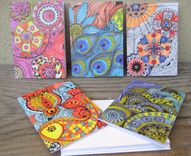Notecards Bright Colors-Set Of 5 Cards With Artwork Envelopes Included Blank Inside 1 small