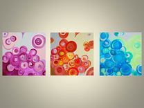 Circles Painting Abstract Modern Original-12"X12" Orange Yellow Circles Painting Devikasart 2 small