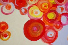 Circles Painting Abstract Modern Original-12"X12" Orange Yellow Circles Painting Devikasart 3 small