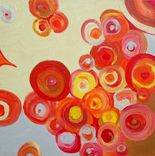 Circles Painting Abstract Modern Original-12"X12" Orange Yellow Circles Painting Devikasart 4 small