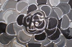 Marigold Abstract Original Painting 18"X18" Commission Black Gray Silver Flower Textured Painting 1 small