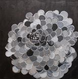 Marigold Abstract Original Painting 18"X18" Commission Black Gray Silver Flower Textured Painting 4 small