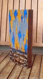 Ikat Painting Abstract Original Ready To Ship - 6"X12" Blue Gray Ochre By Devikasart 3 small