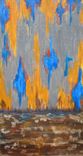 Ikat Painting Abstract Original Ready To Ship - 6"X12" Blue Gray Ochre By Devikasart 5 small