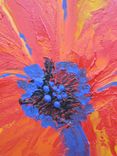 Orange Poppy Flower Fine Art Print Small 8"X8" Orange Yellow Blue By Devikasart On Etsy 2 small