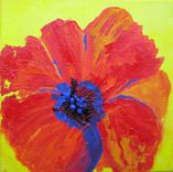 Orange Poppy Flower Fine Art Print Small 8"X8" Orange Yellow Blue By Devikasart On Etsy 3 small