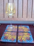 Coasters Handmade Sun Design With Original Artwork-Set Of 4 Orange Yellow Blue 2 small