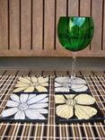 Tile Coasters Black And White Flowers Handmade With Original Artwork-Set Of 4 2 small