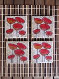 Coasters Poppy Flower Handmade With Original Artwork-Set Of 4 Red Orange 1 small