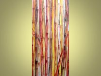 25% Off Sale- Bamboo Painting Original Abstract -18"X36" Brown Yellow Beige Modern Painting 1 small