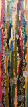 Abstract Original Collage Painting-10"X36" Brown Green Blue Yellow By Devikasart 5 small