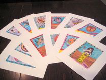 Zodiac Signs Print Set Of 12 Ink And Acrylic Paintings 5"X7" 2 small