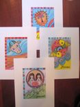 Zodiac Signs Print Set Of 12 Ink And Acrylic Paintings 5"X7" 3 small