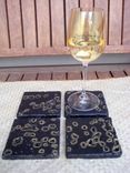 Coasters Black And Gold Travertine Tile Handmade-Set Of 4 Black Gold 1 small