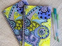 Journal Spiral Notebook Diary With Original Butterfly Artwork-Yellow Purple Black Ink 2 small