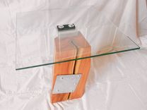 Cedar Pedestal Glass Top Table 2 small