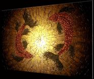 Koi Fish Painting, Original Abstract Carp, Red Copper Koi, Gold Metallic Art, Asian Fish - 48x36 1 small