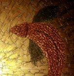 Original Abstract Large Painting Gold Red Koi Fish Metallic Knife Sculpture Lafferty - 36x24 2 small