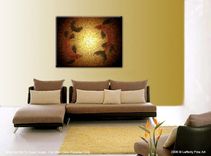 Original Abstract Large Painting Gold Red Koi Fish Metallic Knife Sculpture Lafferty - 36x24 4 small