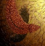 Original Abstract Large Painting Gold Red Koi Fish Metallic Knife Sculpture Lafferty - 36x24 5 small
