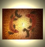 Koi Fish Painting,Original Textured Art,Abstract Large Metallic Red Copper Carp By Lafferty-24 X 30 4 small