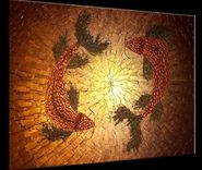 Koi Fish Painting,Original Textured Art,Abstract Large Metallic Red Copper Carp By Lafferty-24 X 30 5 small