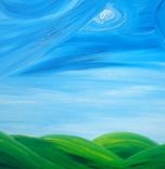 Modern Abstract - Night Stars Landscape Painting By Dan Lafferty - Starry Night Above The Hills 1 small