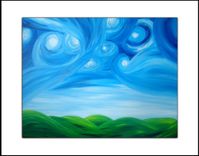 Modern Abstract - Night Stars Landscape Painting By Dan Lafferty - Starry Night Above The Hills 2 small