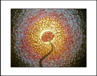 8x10 Print With Matte Of Original Modern Abstract Gold Red Poppies Painting - Sunrise Poppy 1 small