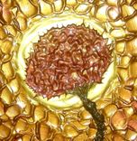 8x10 Print With Matte Of Original Modern Abstract Gold Red Poppies Painting - Sunrise Poppy 4 small