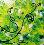 A Print With Matte Of Original Modern Abstract Green Sunset Tree Landscape Mat Painting-Jade Morning 1 small