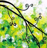 A Print With Matte Of Original Modern Abstract Green Sunset Tree Landscape Mat Painting-Jade Morning 3 small