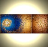 Prints Of Original Contemporary Modern Abstract Gold Blue Metallic Painting-Star In The Night 2 small